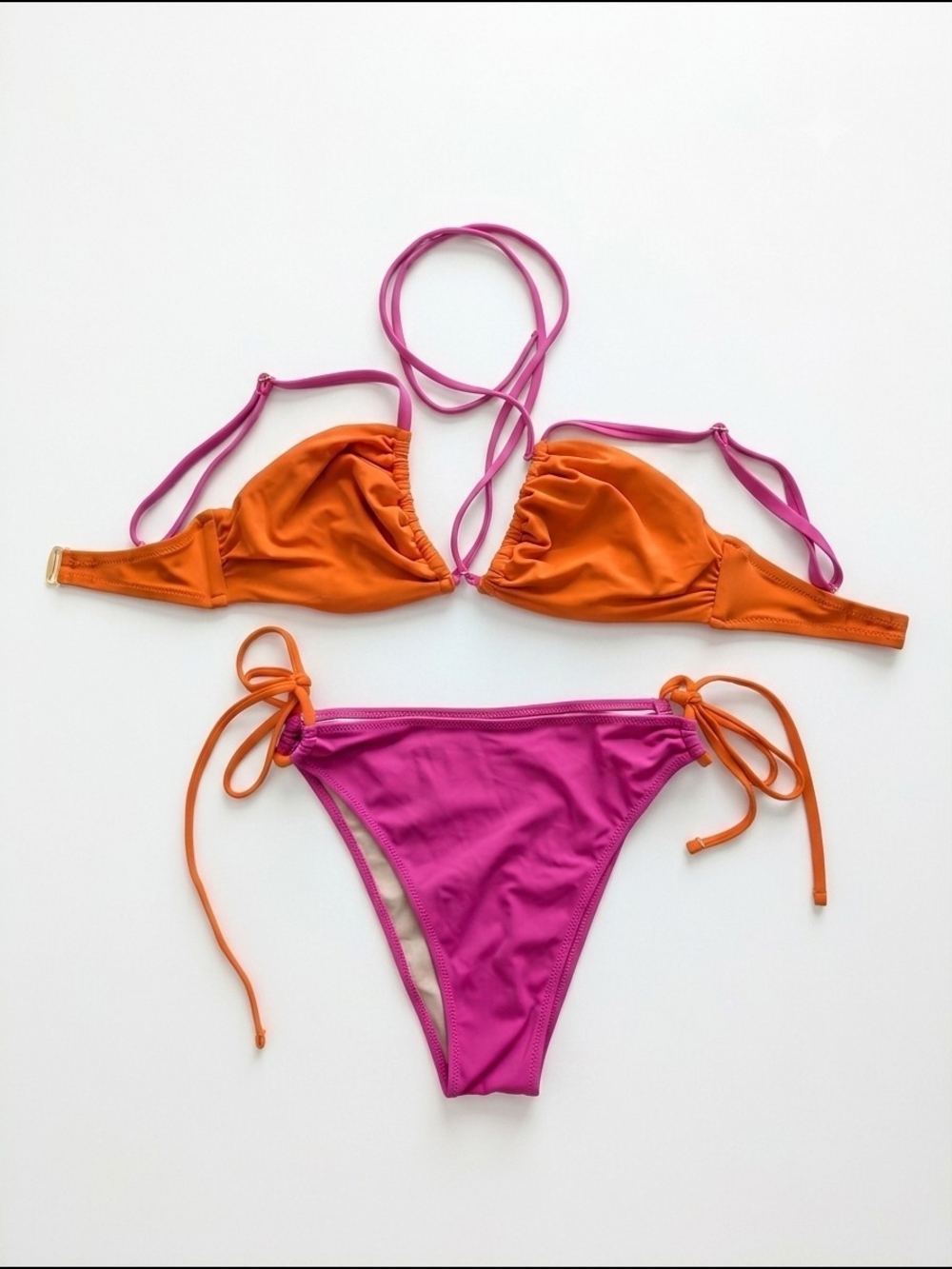Shade & Shore Orange and Nude Bikini Top